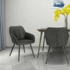 WOLTU Chaise De Salle à Manger .rembourrée En Tissu Scientifique.Chaise De Cuisine. Pieds en Métal. Gris Foncé -banc et tabouret Soldes Boutique 38233435 4