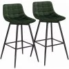 WOLTU Lot De 2 Tabourets De Bar Avec Repose-pieds. Tabourets Pour Bar-bistro. Siège En Velours. Pieds En Métal. Vert Foncé -banc et tabouret Soldes Boutique 38233457 1