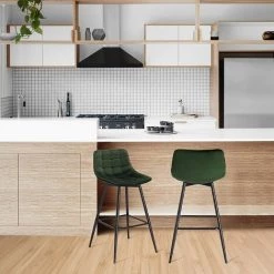 WOLTU Lot De 2 Tabourets De Bar Avec Repose-pieds. Tabourets Pour Bar-bistro. Siège En Velours. Pieds En Métal. Vert Foncé -banc et tabouret Soldes Boutique 38233457 4