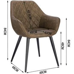 WOLTU Chaise De Salle à Manger. Chaise De Cuisine. Chaise De Salon En Similicuir . Pieds En Métal. Brun Foncé -banc et tabouret Soldes Boutique 38233492 4