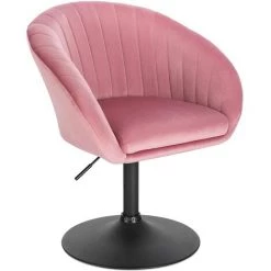 WOLTU Tabouret De Bar En Velours . Fauteuil De Bar. Tabouret Rotatif Structure Métallique.hauteur Réglable. Rose