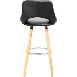 WOLTU Tabouret De Bar En Lin Et Bois Massif Avec Dossier Et Repose-pieds 43x40x96cm Noir -banc et tabouret Soldes Boutique 38233570 3