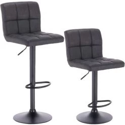 WOLTU Lot De 2 Tabourets De Bar En Similicuir Et Acier Avec Dossier 44x38x114cm Anthracite