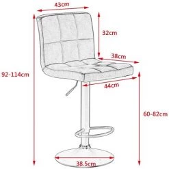 WOLTU Lot De 2 Tabourets De Bar En Similicuir Et Acier Avec Dossier 44x38x114cm Anthracite -banc et tabouret Soldes Boutique 38233573 4