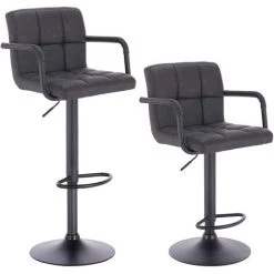 WOLTU Lot De 2 Tabourets De Bar Avec Dossier. Siège Bien Rembourré En Similicuir. Pieds En Acier. 37x51x112 Cm.Noir