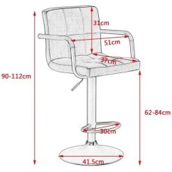 WOLTU Lot De 2 Tabourets De Bar Avec Dossier. Siège Bien Rembourré En Similicuir. Pieds En Acier. 37x51x112 Cm.Noir -banc et tabouret Soldes Boutique 38233574 4