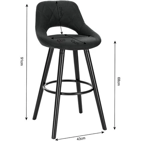 WOLTU 1 X Tabouret De Bar En Tissu Scientifique.Chaise De Bar Structure En Bois Massif.Anthracite 5 WOLTU 1 X Tabouret De Bar En Tissu Scientifique.Chaise De Bar Structure En Bois Massif.Anthracite – Image 3