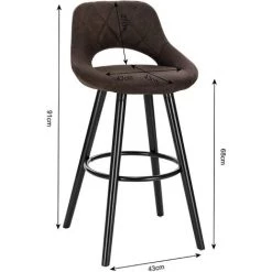 WOLTU 1 X Tabouret De Bar En Tissu Scientifique.Chaise De Bar Structure En Bois Massif.Brun Foncé -banc et tabouret Soldes Boutique 38233624 3