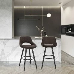 WOLTU 1 X Tabouret De Bar En Tissu Scientifique.Chaise De Bar Structure En Bois Massif.Brun Foncé -banc et tabouret Soldes Boutique 38233624 4