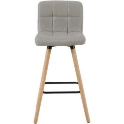 WOLTU Lot De 2 Tabourets De Bar Avec Repose-Pieds.Chaise De Bar Design En Bois Massif Et Lin.Gris Clair -banc et tabouret Soldes Boutique 38233638 4