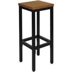 WOLTU 1 X Tabouret De Bar Tabouret Bistro Structure En Acier Stable. Surface De Bout En Bois Massif.Chêne