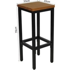 WOLTU 1 X Tabouret De Bar Tabouret Bistro Structure En Acier Stable. Surface De Bout En Bois Massif.Chêne -banc et tabouret Soldes Boutique 38233677 3