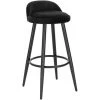 WOLTU 1 X Tabouret De Bar Chaise De Bar En Velours.Tabouret Bistro Avec Repose-Pieds En Métal.Noir.Capacité 120kg