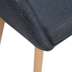 WOLTU Chaise De Salle à Manger En Lin Et Bois Massif. Fauteuil De Cuisine Avec Dossier.Gris Foncé -banc et tabouret Soldes Boutique 38233799 4