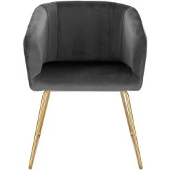 WOLTU Chaise De Salle à Manger Siège En Velours Chaise De Cuisine Pieds En Métal Doré Fauteuil De Salon.Gris Foncé -banc et tabouret Soldes Boutique 38233831 4