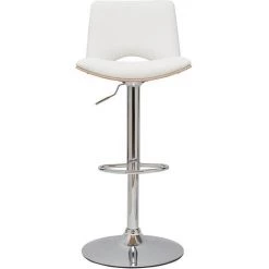 MILIBOO Tabouret De Bar Design Réglable Blanc Et Bois Clair PANACH - Bois Clair / Blanc