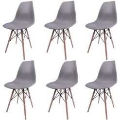 FREOSEN Lot De 6 Chaises Style Nordique Bois Chaise De Salle à Manger，Chaise De Bureau (Gris-6), 83x51x45 Cm