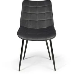 IDMARKET Lot De 4 Chaises MADY En Velours Mix Color Bleu, Gris Clair, Gris Foncé, Jaune - Gris -banc et tabouret Soldes Boutique 38450206 4