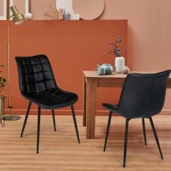 IDMARKET Lot De 4 Chaises MADY En PU Noir Pour Salle à Manger - Noir -banc et tabouret Soldes Boutique 38450229 3