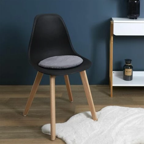 Paris Prix - Galette De Chaise "fourrure Fine" 34cm Gris 5 Paris Prix - Galette De Chaise "fourrure Fine" 34cm Gris – Image 3