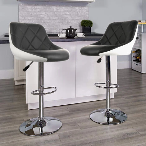 Aqrau Lot De 2 Tabouret De Bar En Similicuir , Hauteur Et Rotation Réglables,Noir Et Blanc 4 Aqrau Lot De 2 Tabouret De Bar En Similicuir , Hauteur Et Rotation Réglables,Noir Et Blanc – Image 2