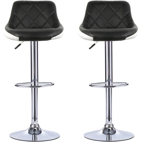 Aqrau Lot De 2 Tabouret De Bar En Similicuir , Hauteur Et Rotation Réglables,Noir Et Blanc 5 Aqrau Lot De 2 Tabouret De Bar En Similicuir , Hauteur Et Rotation Réglables,Noir Et Blanc – Image 3