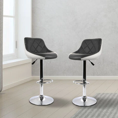 Aqrau Lot De 2 Tabouret De Bar En Similicuir , Hauteur Et Rotation Réglables,Noir Et Blanc 6 Aqrau Lot De 2 Tabouret De Bar En Similicuir , Hauteur Et Rotation Réglables,Noir Et Blanc – Image 4