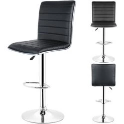 Aqrau Lot De 2 Tabouret De Bar - Rotation à 360 Degrés, Réglable En Hauteur - Contemporain ，noir -banc et tabouret Soldes Boutique 38599094 3