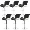 Aqrau Lot De 6 Tabourets De Bar Noirs/Blancs，Hauteur Réglable，Style Européen -banc et tabouret Soldes Boutique 38599175 1
