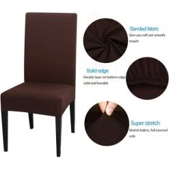 ECHOO Housses De Chaise Lot De 4 Housses De Chaise Marron Housse De Chaise élastique Et Durable Siège Facile D'entretien Et Lavable Pour La Maison, Le Restaurant, Les Fêtes De Mariage 7 ECHOO Housses De Chaise Lot De 4 Housses De Chaise Marron Housse De Chaise élastique Et Durable Siège Facile D'entretien Et Lavable Pour La Maison, Le Restaurant, Les Fêtes De Mariage -banc et tabouret Soldes Boutique 38713704 2