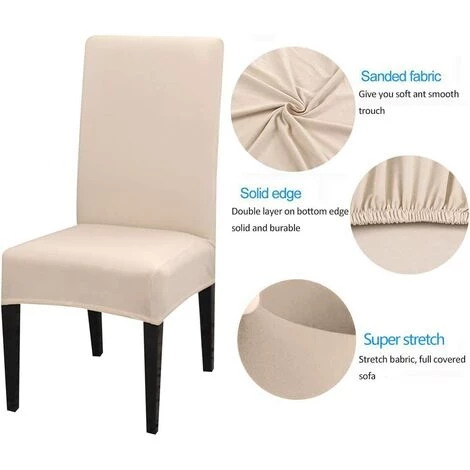 ECHOO Housses De Chaise Lot De 4 Housses De Chaise Beige Housse De Chaise élastique Et Durable Siège Facile à Entretenir Et Lavable Pour Les Fêtes De Mariage Au Restaurant De La Maison 4 ECHOO Housses De Chaise Lot De 4 Housses De Chaise Beige Housse De Chaise élastique Et Durable Siège Facile à Entretenir Et Lavable Pour Les Fêtes De Mariage Au Restaurant De La Maison – Image 2