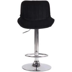 CLP Tabouret De Bar Lentini En Velours Avec Piètement Trompette En Métal Noir Métal Chromé -banc et tabouret Soldes Boutique 38742442 2