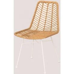 Chaise De Salle à Manger En Rotin Synthétique Gouda Naturel SKLUM Osier - Fer Blanc - NATUREL Blanc