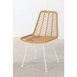 Chaise De Salle à Manger En Rotin Synthétique Gouda Naturel SKLUM Osier - Fer Blanc - NATUREL Blanc -banc et tabouret Soldes Boutique 39020282 4