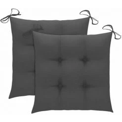 HAPPYSHOPPING Coussins De Chaise 2 Pcs Anthracite 40x40x7 Cm Tissu