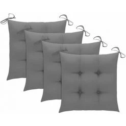 HAPPYSHOPPING Coussins De Chaise 4 Pcs Gris 50x50x7 Cm Tissu
