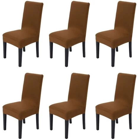 ECHOO 6er élasticité Housse De Chaise Sans Fer Housse Extensible Housse De Chaise Housse De Chaise Pour Le Mariage (café) 3 ECHOO 6er élasticité Housse De Chaise Sans Fer Housse Extensible Housse De Chaise Housse De Chaise Pour Le Mariage (café)