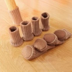 BETTERLIFE Tricoté Table Chaise Jambe Chaussettes élastique Chaise Meubles Chaussettes Définit Wood Protecteurs De Sol Pour Pieds De Meubles, Marron Clair, 24 Pack -banc et tabouret Soldes Boutique 39501756 4