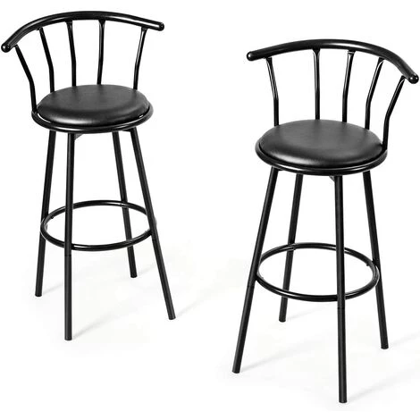 GOPLUS Lot De 2 Tabourets De Bar Pivotant Avec Dossier Et Repose-Pied, Confortable Assise Avec Selle Rembourré Par Eponge, Siège Rond, Porte De Poids 120KG (Motif Rayure) 3 GOPLUS Lot De 2 Tabourets De Bar Pivotant Avec Dossier Et Repose-Pied, Confortable Assise Avec Selle Rembourré Par Eponge, Siège Rond, Porte De Poids 120KG (Motif Rayure)