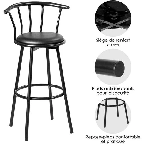 GOPLUS Lot De 2 Tabourets De Bar Pivotant Avec Dossier Et Repose-Pied, Confortable Assise Avec Selle Rembourré Par Eponge, Siège Rond, Porte De Poids 120KG (Motif Rayure) 5 GOPLUS Lot De 2 Tabourets De Bar Pivotant Avec Dossier Et Repose-Pied, Confortable Assise Avec Selle Rembourré Par Eponge, Siège Rond, Porte De Poids 120KG (Motif Rayure) – Image 3