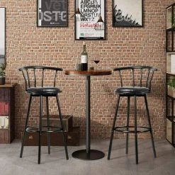 GOPLUS Lot De 2 Tabourets De Bar Pivotant Avec Dossier Et Repose-Pied, Confortable Assise Avec Selle Rembourré Par Eponge, Siège Rond, Porte De Poids 120KG (Motif Rayure) 10 GOPLUS Lot De 2 Tabourets De Bar Pivotant Avec Dossier Et Repose-Pied, Confortable Assise Avec Selle Rembourré Par Eponge, Siège Rond, Porte De Poids 120KG (Motif Rayure) -banc et tabouret Soldes Boutique 39626730 4