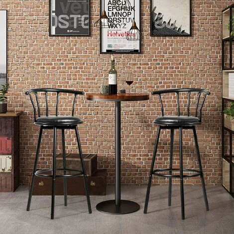 GOPLUS Lot De 2 Tabourets De Bar Pivotant Avec Dossier Et Repose-Pied, Confortable Assise Avec Selle Rembourré Par Eponge, Siège Rond, Porte De Poids 120KG (Motif Rayure) 6 GOPLUS Lot De 2 Tabourets De Bar Pivotant Avec Dossier Et Repose-Pied, Confortable Assise Avec Selle Rembourré Par Eponge, Siège Rond, Porte De Poids 120KG (Motif Rayure) – Image 4