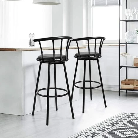 GOPLUS Lot De 2 Tabourets De Bar Pivotant Avec Dossier Et Repose-Pied, Confortable Assise Avec Selle Rembourré Par Eponge, Siège Rond, Porte De Poids 120KG (Motif Rayure) 7 GOPLUS Lot De 2 Tabourets De Bar Pivotant Avec Dossier Et Repose-Pied, Confortable Assise Avec Selle Rembourré Par Eponge, Siège Rond, Porte De Poids 120KG (Motif Rayure) – Image 5