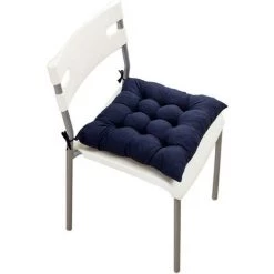 ILOVEMILAN Lot De 4 Coussins De Chaise Antidérapants Avec Attaches - 40 X 40 Cm - Rembourrage En Coton Perlé épais Et Respirant - Pour Salle à Manger, Salon, Cuisine, Bureau - Bleu Marine -banc et tabouret Soldes Boutique 39636939 4