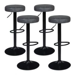 IDMARKET Lot De 4 Tabourets De Bar INDIANA Gris Vintage - Gris 8 IDMARKET Lot De 4 Tabourets De Bar INDIANA Gris Vintage - Gris -banc et tabouret Soldes Boutique 39647621 2