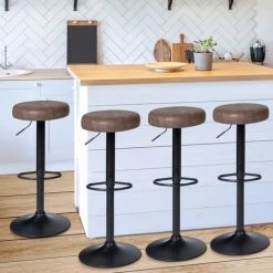 IDMARKET Lot De 4 Tabourets De Bar INDIANA Marron Vintage - Marron