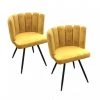 THE HOME DECO FACTORY Lot De 2 Chaises Velours Ariel Jaune Home Deco Factory -banc et tabouret Soldes Boutique 39648007 1
