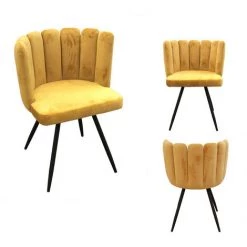THE HOME DECO FACTORY Lot De 2 Chaises Velours Ariel Jaune Home Deco Factory -banc et tabouret Soldes Boutique 39648007 3