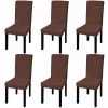 HAPPYSHOPPING Housse De Chaise Droite Extensible 6 Pcs Marron -banc et tabouret Soldes Boutique 39655883 1