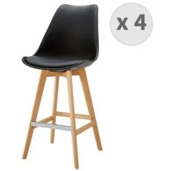 MOLOO LIGHTUP - Chaise De Bar Scandinave Noir Pieds Hêtre (x4) - Noir